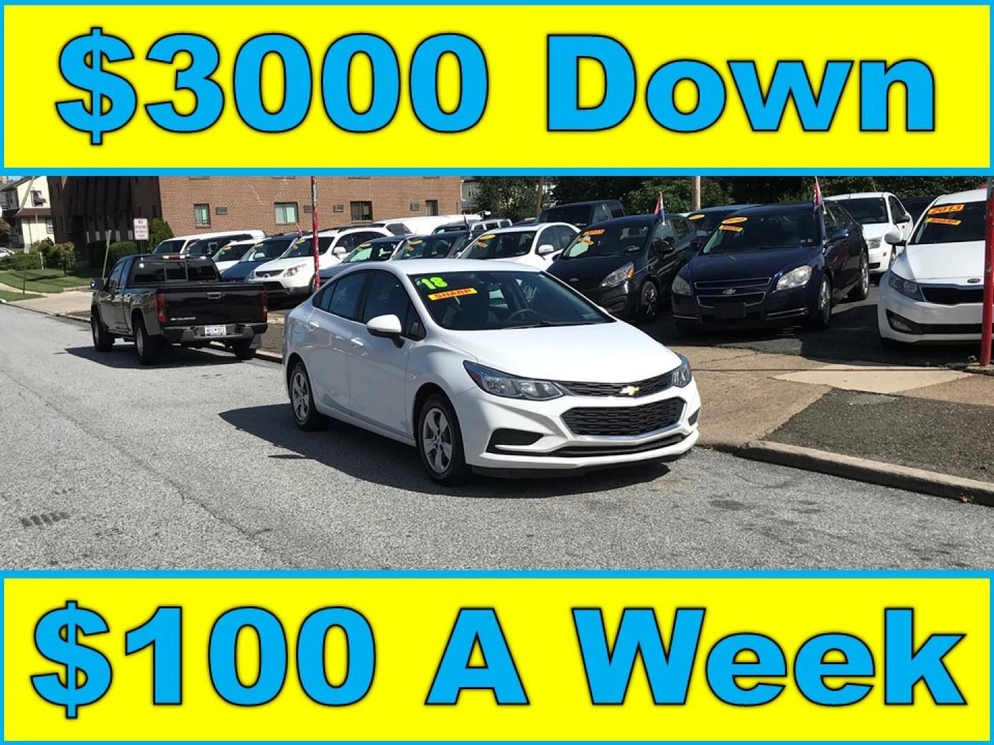 2018 White /Black Chevrolet Cruze LS Auto (1G1BC5SM1J7) with an 1.4L L4 DOHC 16V TURBO engine, 6A transmission, located at 577 Chester Pike, Prospect Park, PA, 19076, (610) 237-1015, 39.886154, -75.302338 - Photo#0